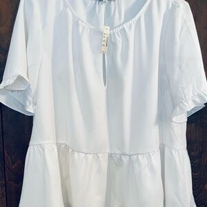 NWT! Madewell Ivory Ruffle Hem Blouse